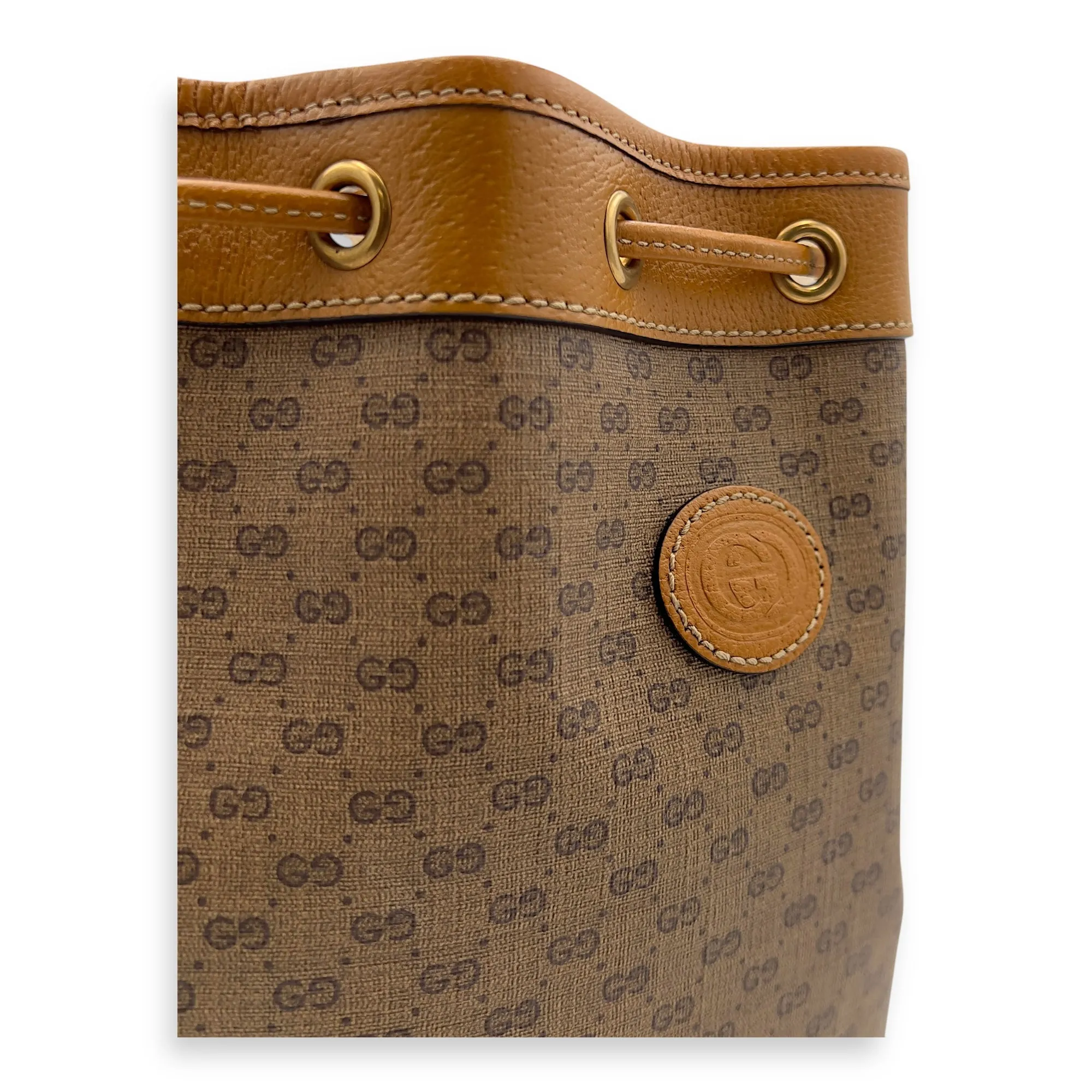 Disney Bucket Bag Brown in Coated Canvas, Gold hardware