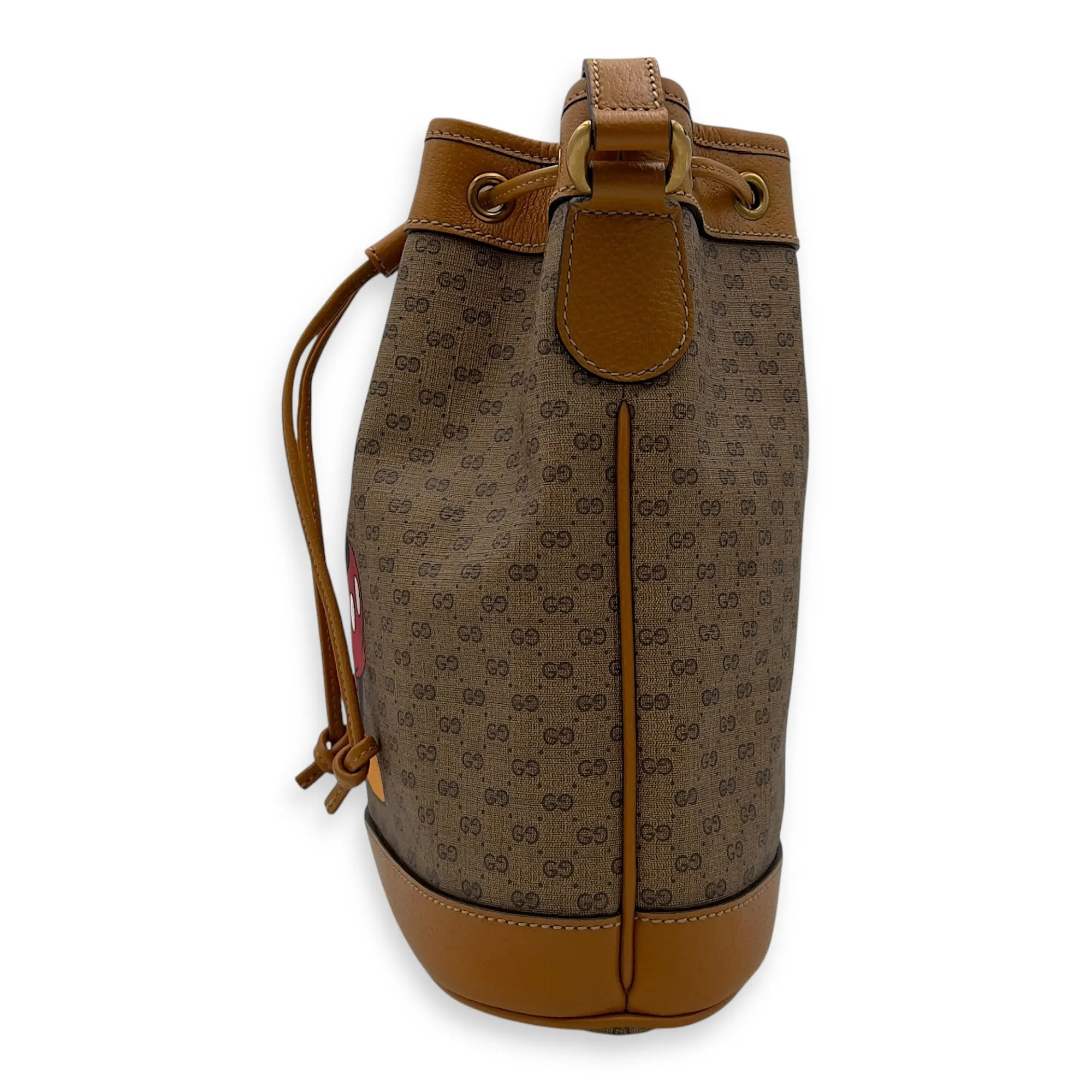 Disney Bucket Bag Brown in Coated Canvas, Gold hardware