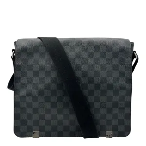 District Messenger MM Graphite in Coated Canvas, Silver hardware