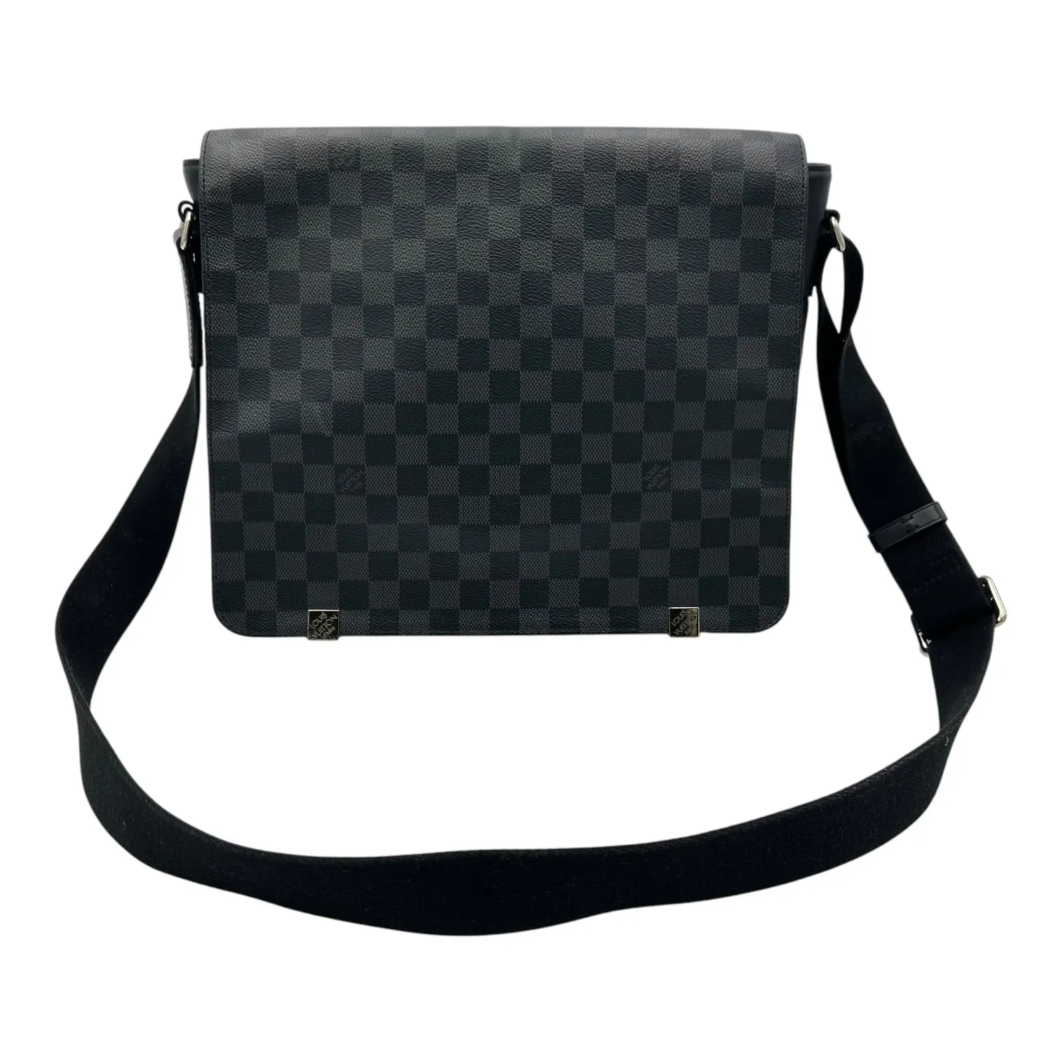 District Messenger MM Graphite in Coated Canvas, Silver hardware