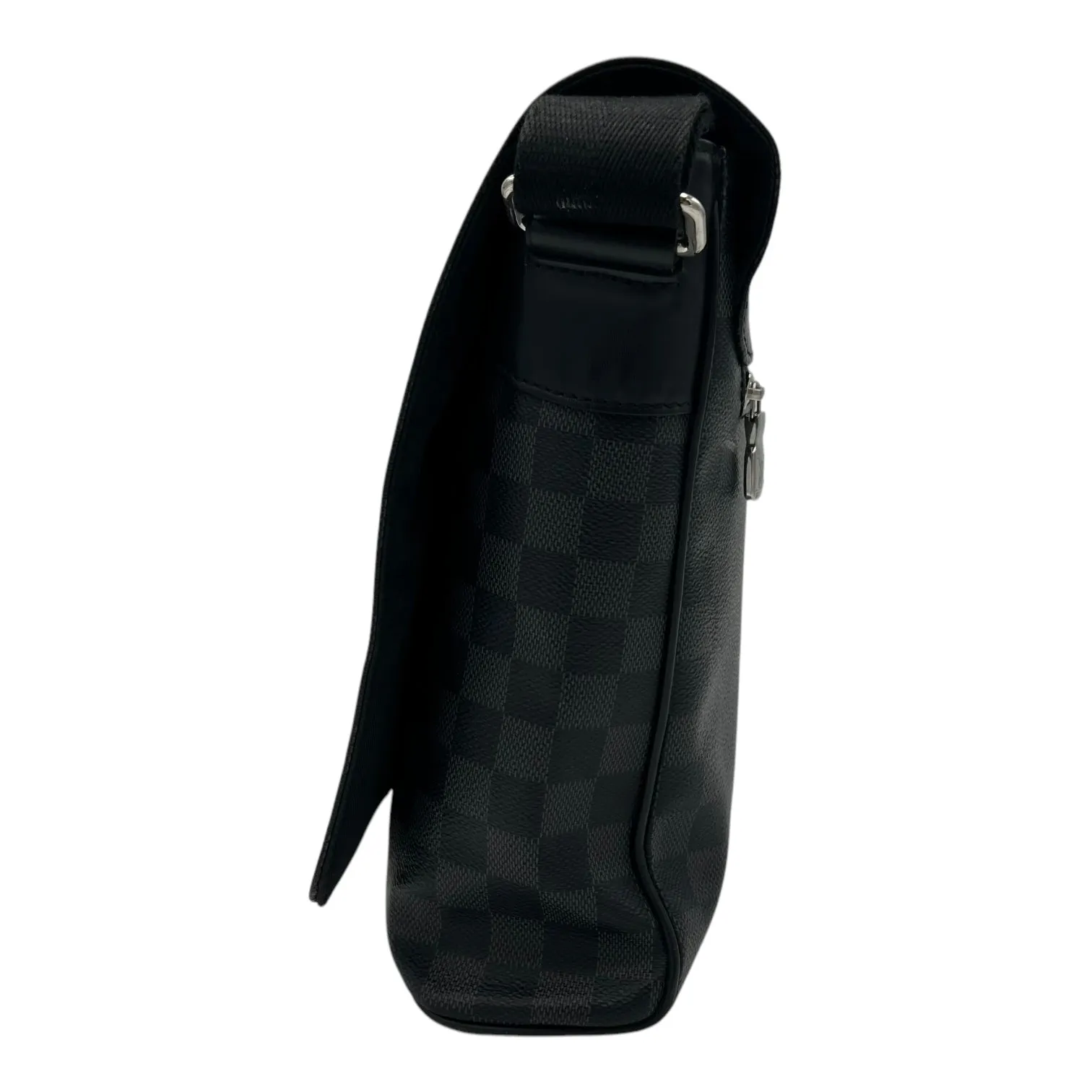 District Messenger MM Graphite in Coated Canvas, Silver hardware