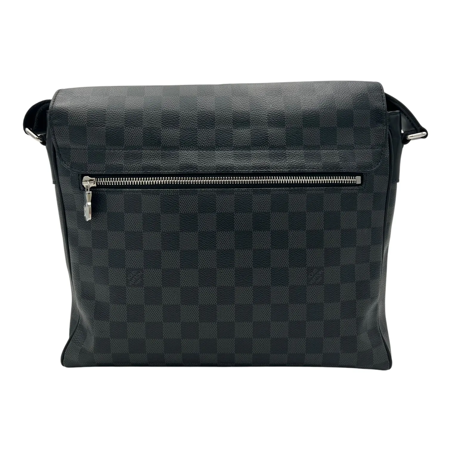 District Messenger MM Graphite in Coated Canvas, Silver hardware