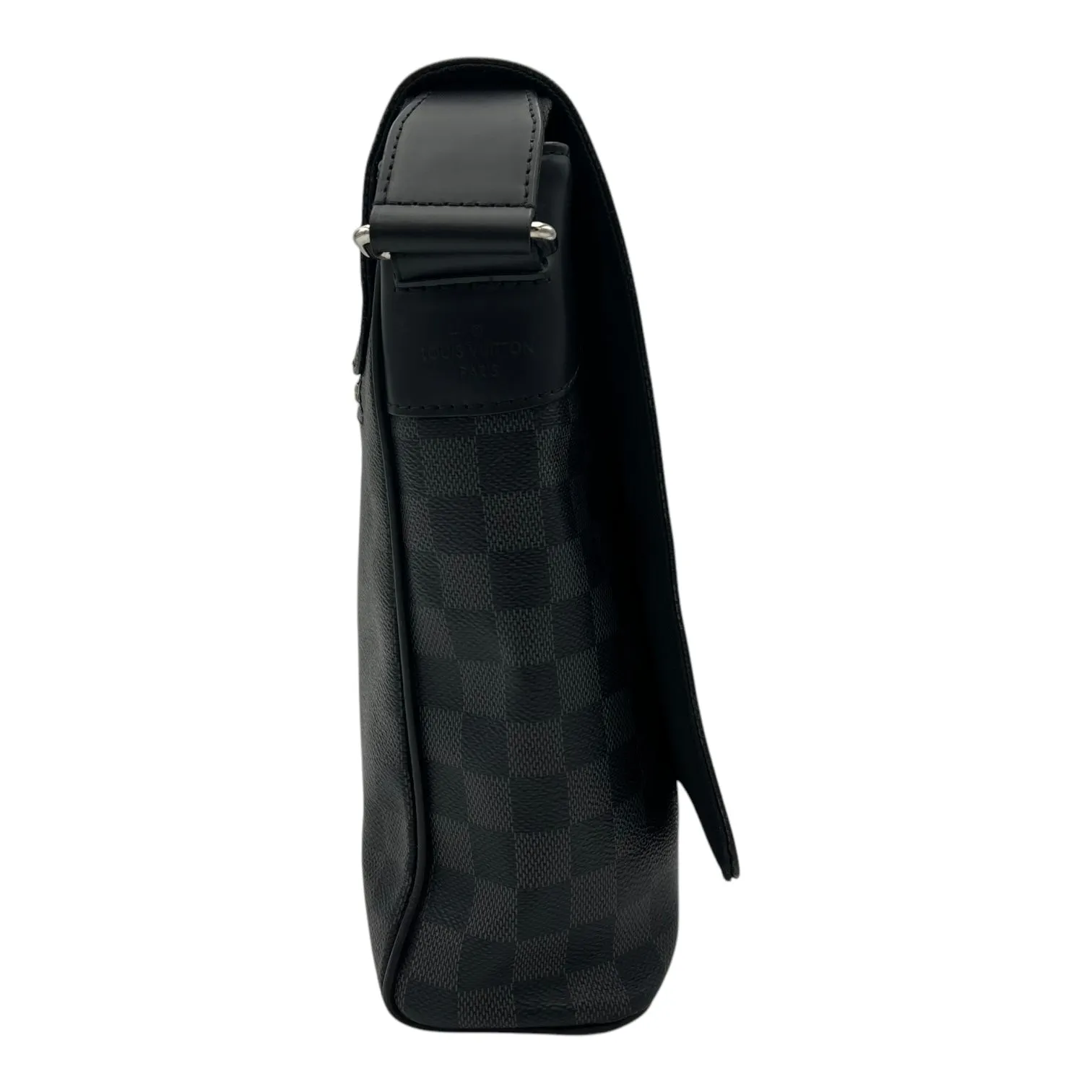 District Messenger MM Graphite in Coated Canvas, Silver hardware
