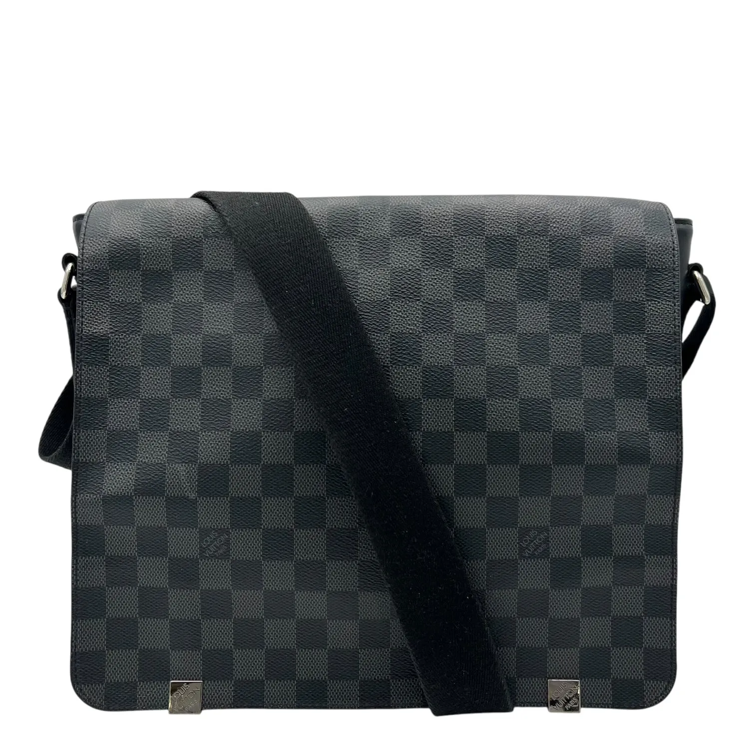 District Messenger MM Graphite in Coated Canvas, Silver hardware