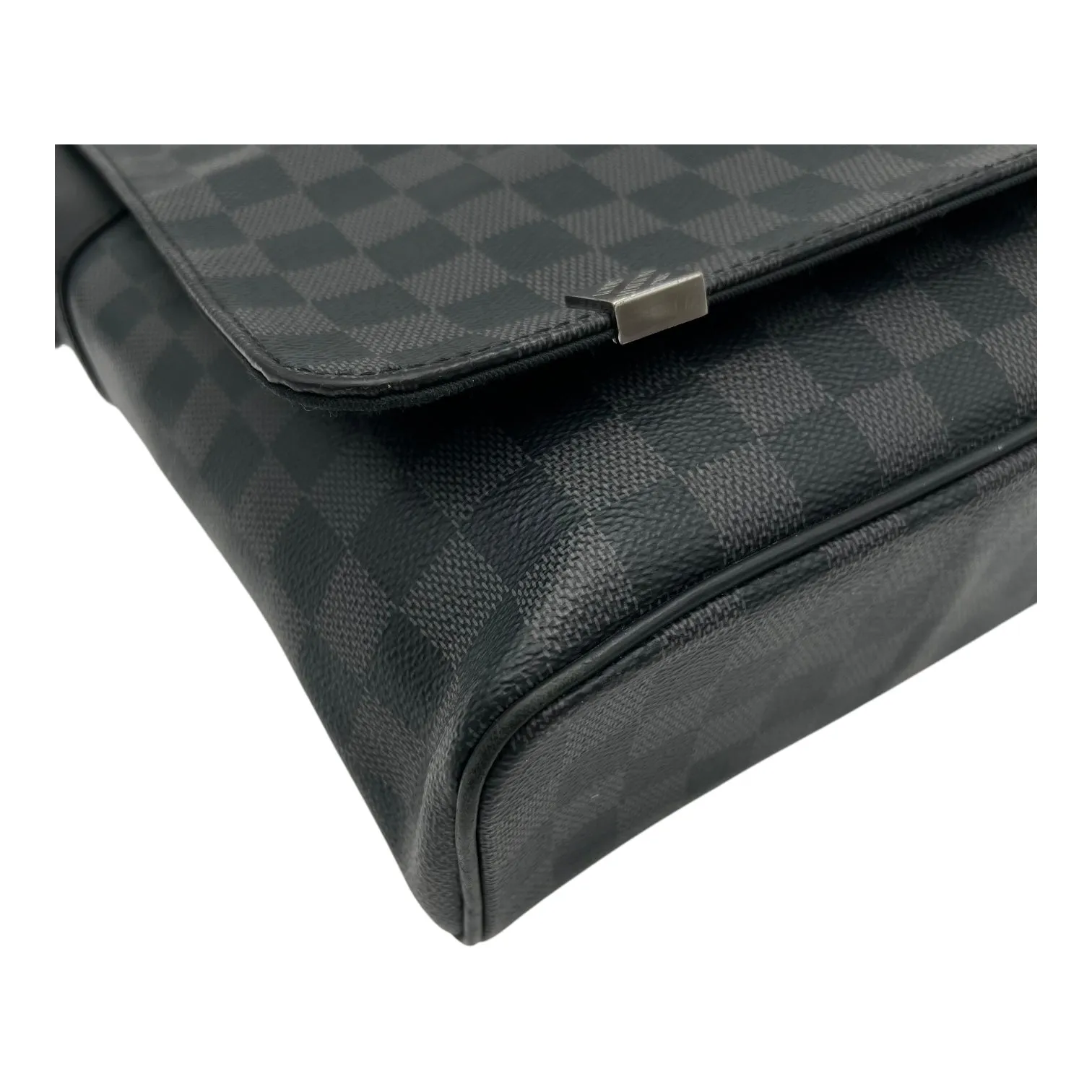 District Messenger MM Graphite in Coated Canvas, Silver hardware