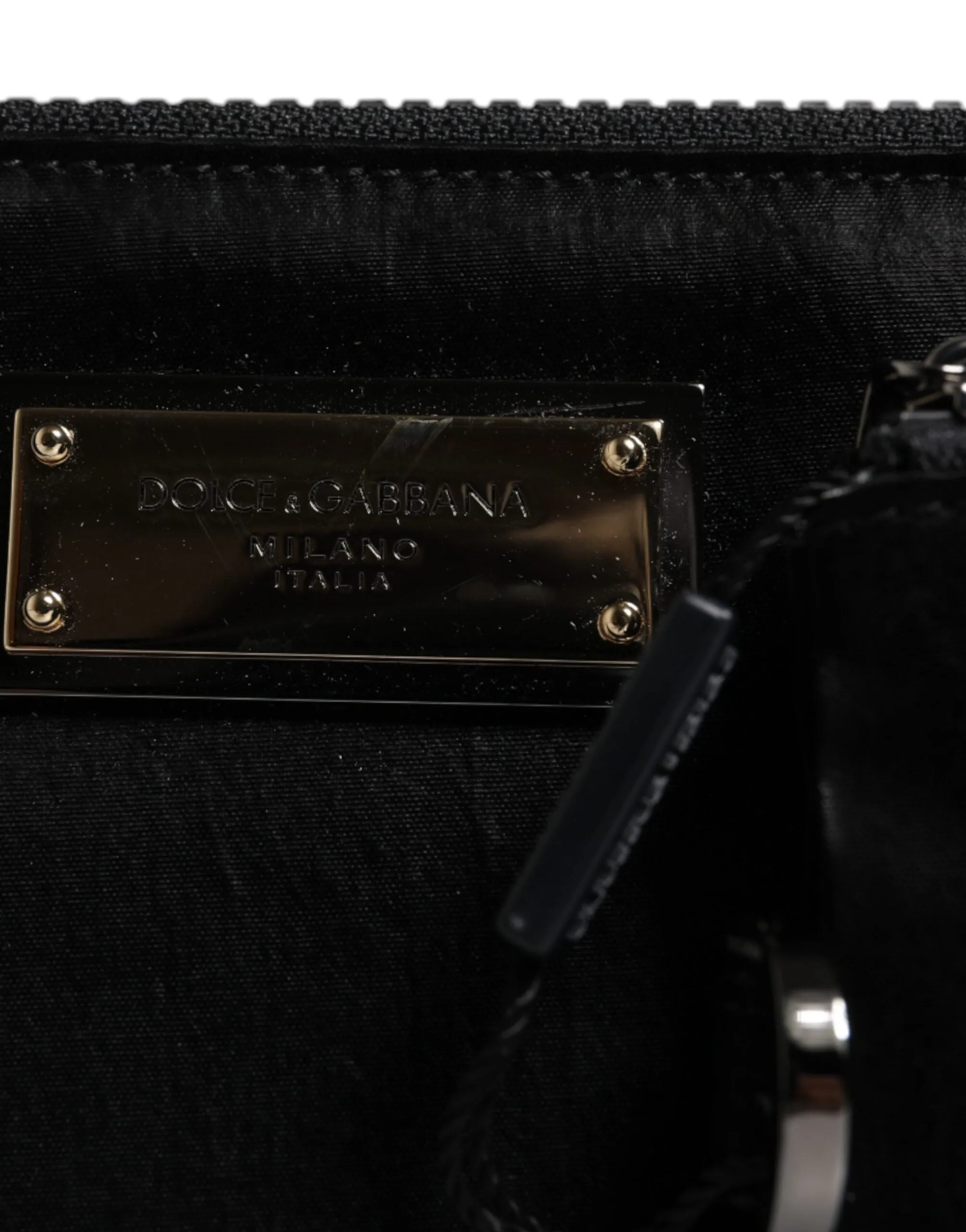 Dolce&Gabbana Women Black Multifunctional Kit Bag Leather Casual Keyring Clutch