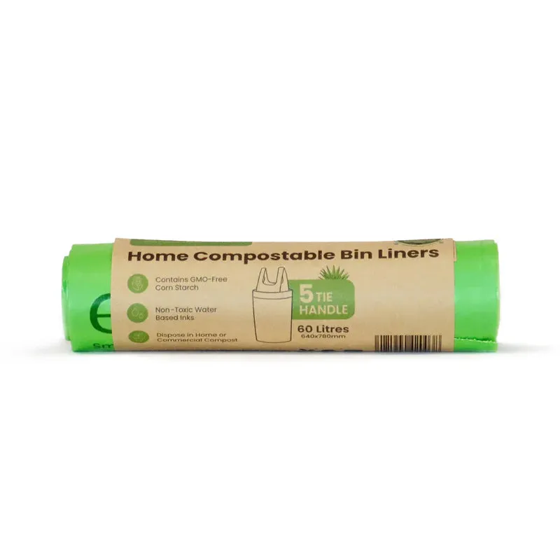 Ecopack 60L Compostable Garbage Bin Liners (1 Roll/5 Bags)