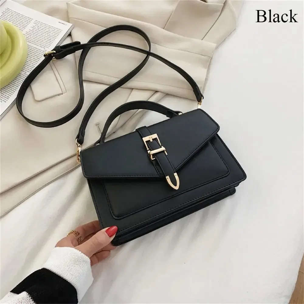 Fashion Handbag Ladies Solid Color Simple Crossbody Bag Women Stylish PU Leather Messenger Shoulder Bag Leisure Bag