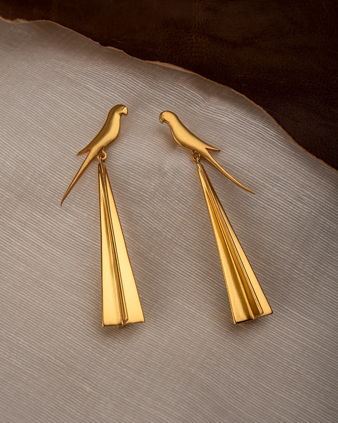 Fashion Jewellery-24K Gold plated Brass-Earring Perched tota-Gold-R2024-01-ER-G-Fashion Edit Rumri Jewellery