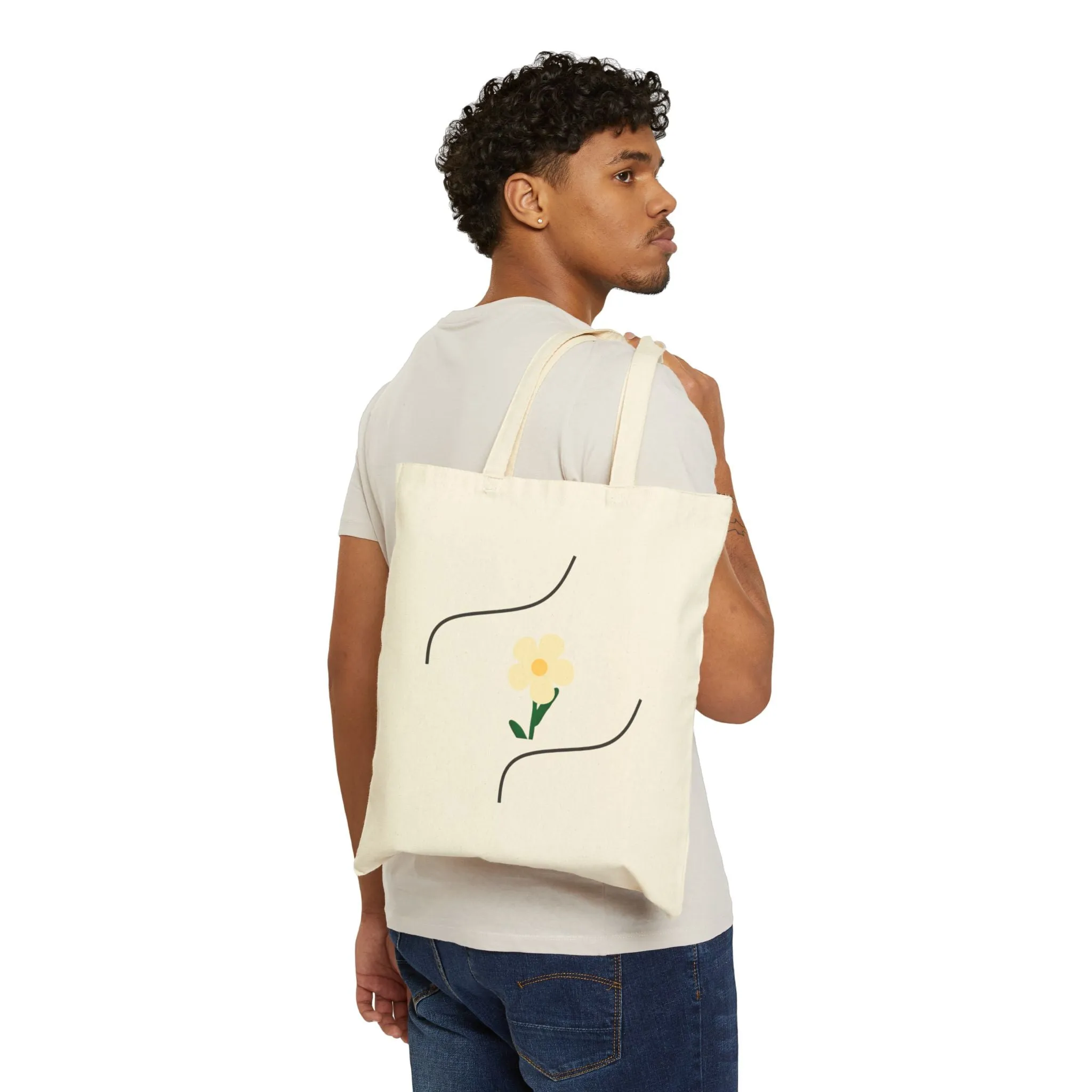 Flowered Cotton Canvas Tote Bag-CJ8