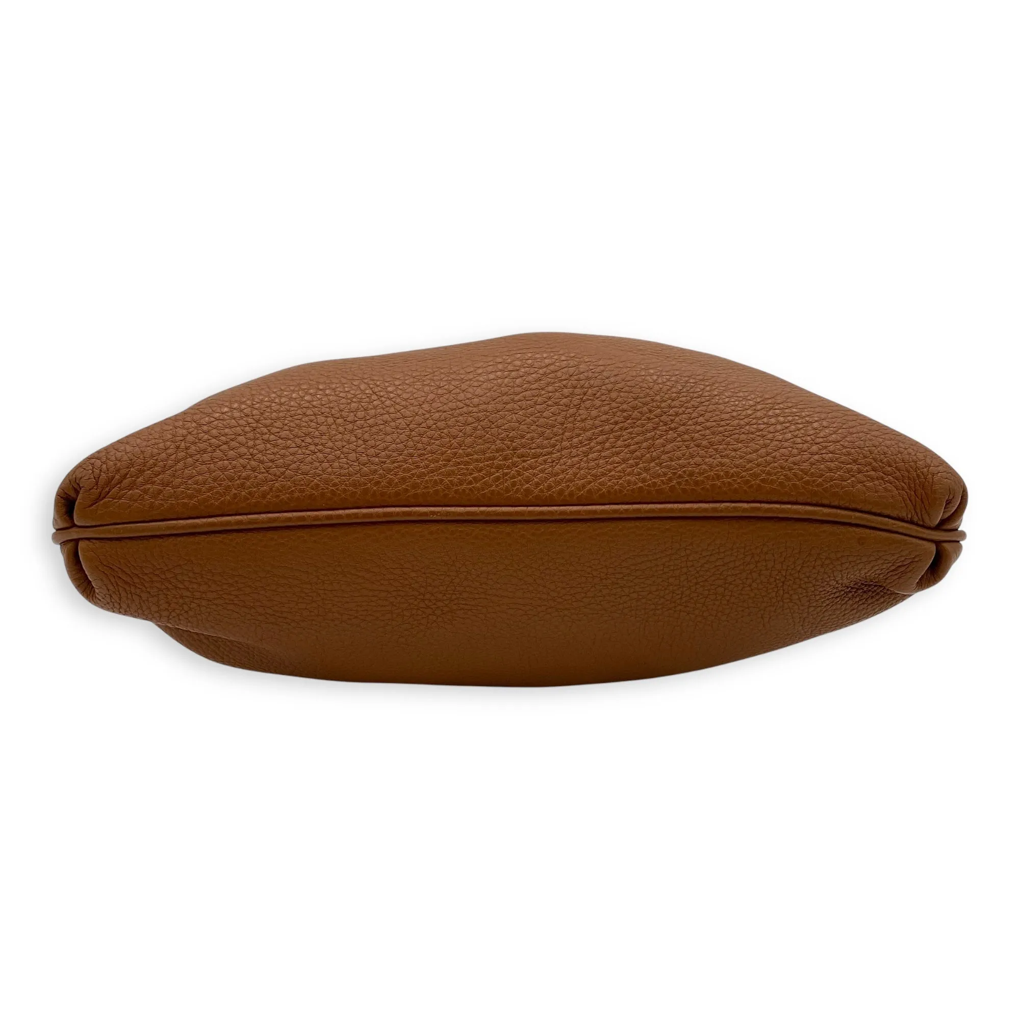 Gancini Crossbody Bag Brown in Calfskin, Silver hardware