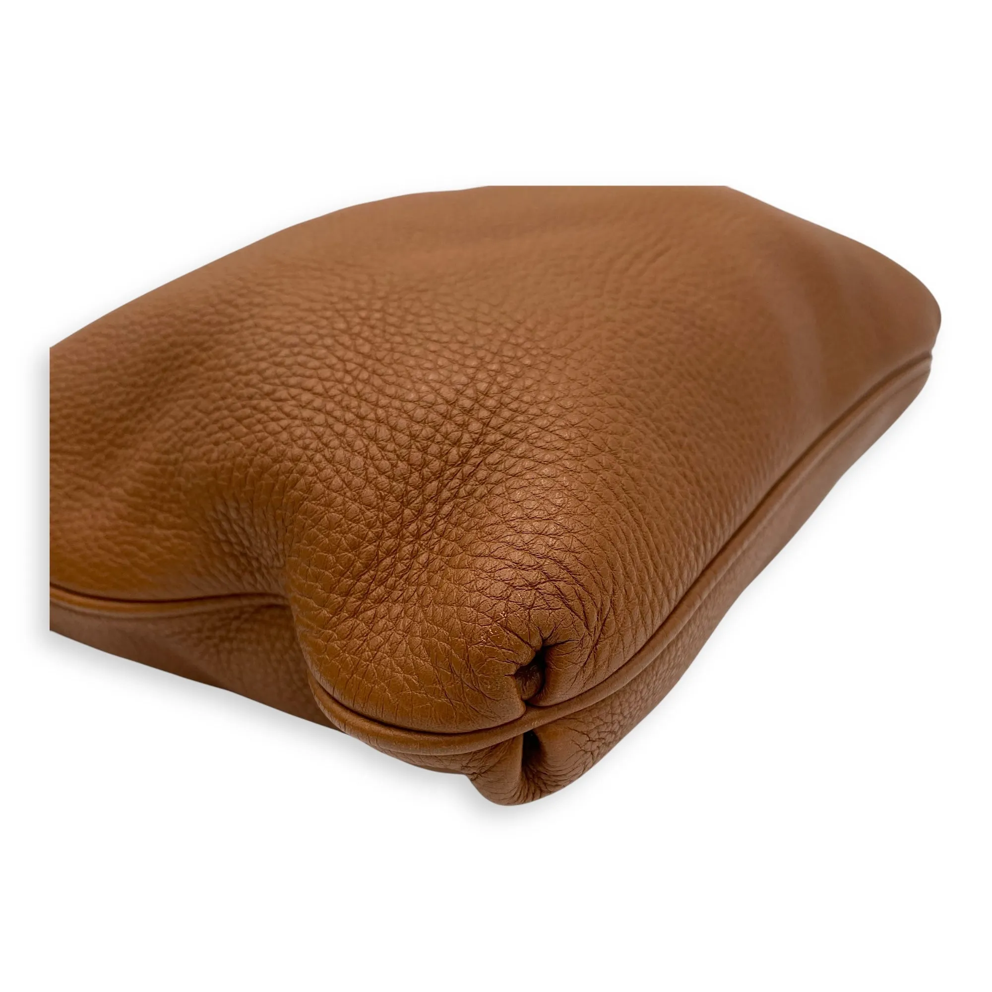 Gancini Crossbody Bag Brown in Calfskin, Silver hardware