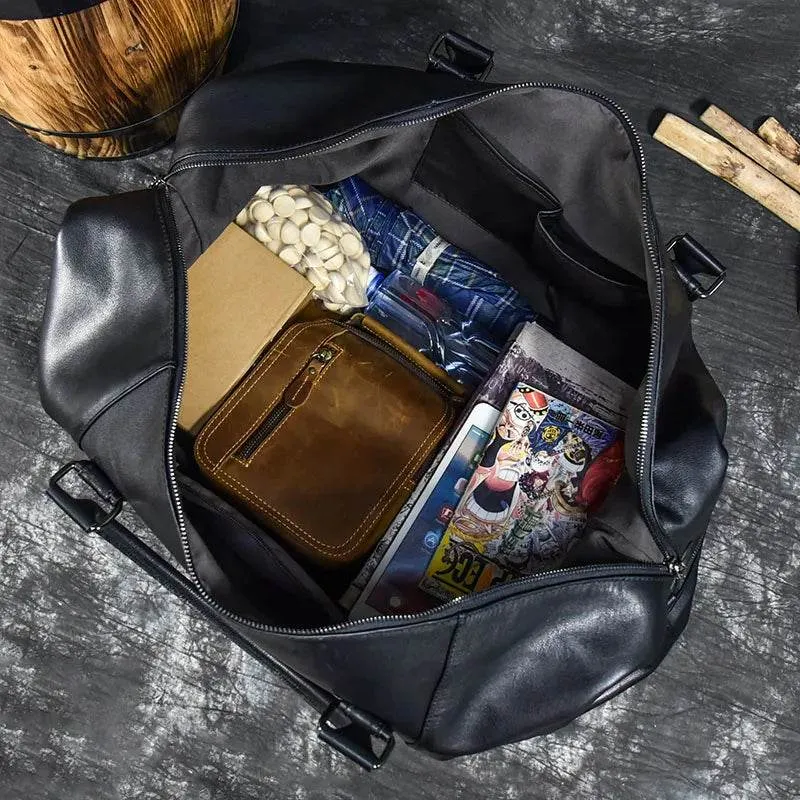Genuine Leather Luggage Duffle Bags for Men and Women Weekend Bag