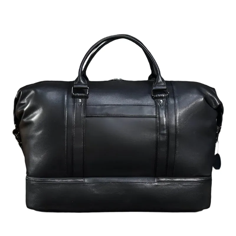 Genuine Leather Luggage Duffle Bags for Men and Women Weekend Bag
