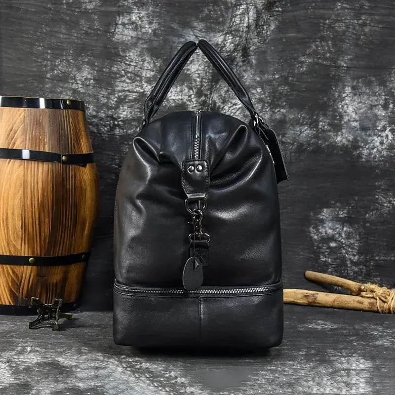 Genuine Leather Luggage Duffle Bags for Men and Women Weekend Bag