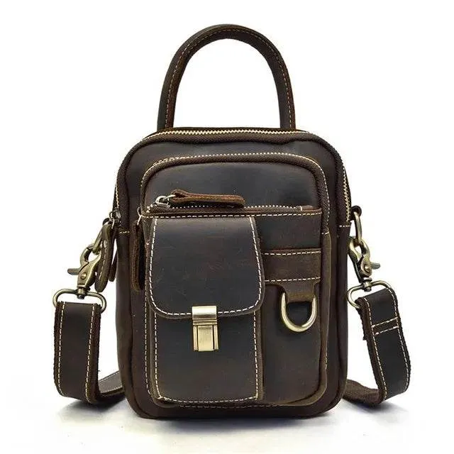 Genuine Leather Shoulder Waist Bag – Anti-Theft Crossbody Phone