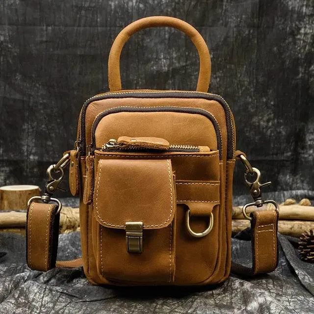 Genuine Leather Shoulder Waist Bag – Anti-Theft Crossbody Phone