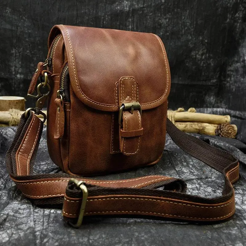Genuine Leather Shoulder Waist Bag – Anti-Theft Crossbody Phone