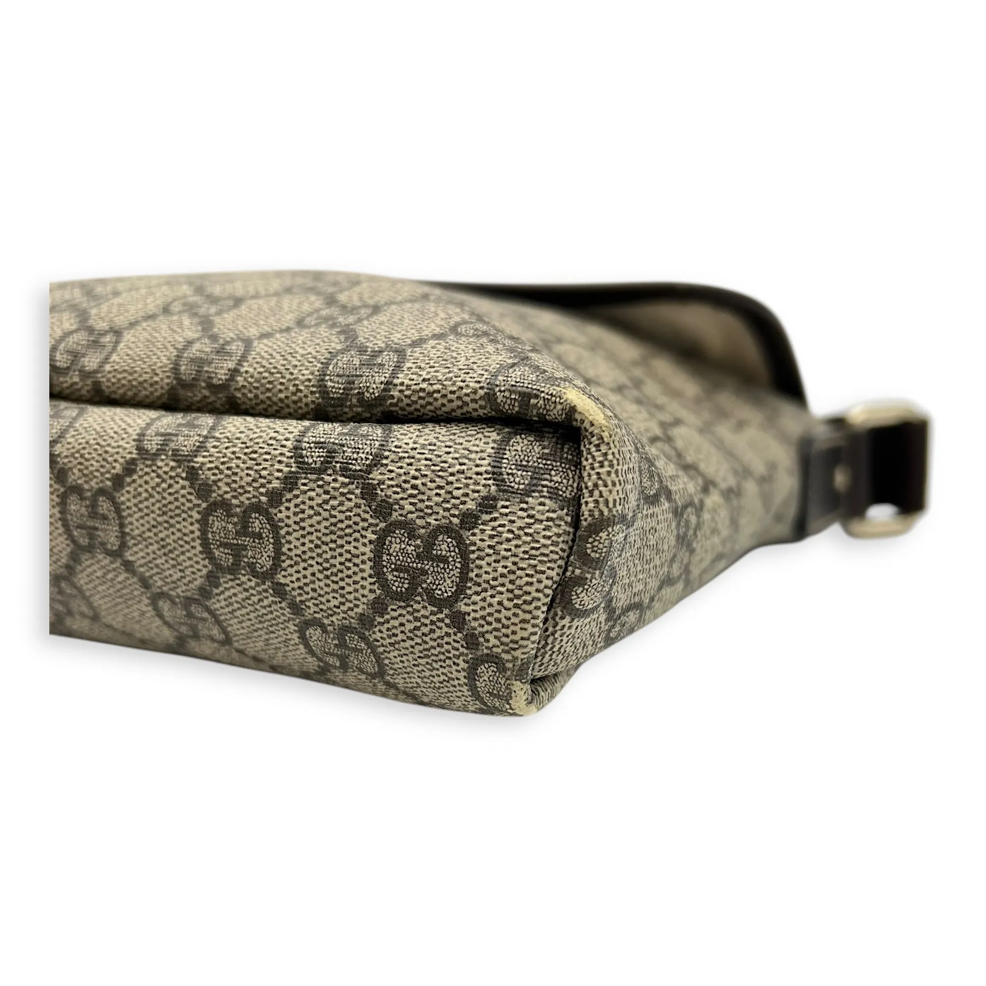 GG Supreme Brown Crossbody Bag in Monogram Coated Canvas, Gold hardware
