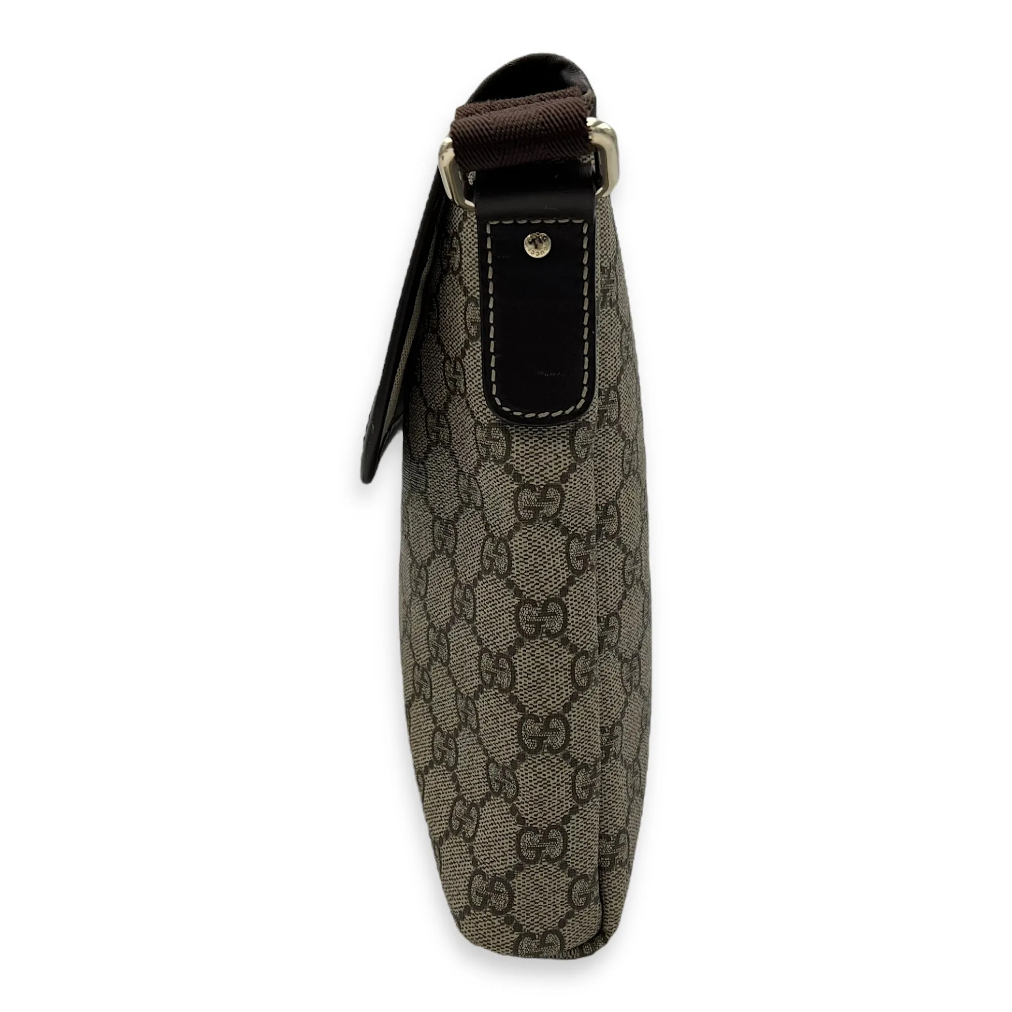GG Supreme Brown Crossbody Bag in Monogram Coated Canvas, Gold hardware