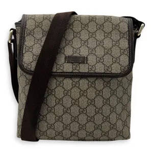GG Supreme Brown Crossbody Bag in Monogram Coated Canvas, Gold hardware