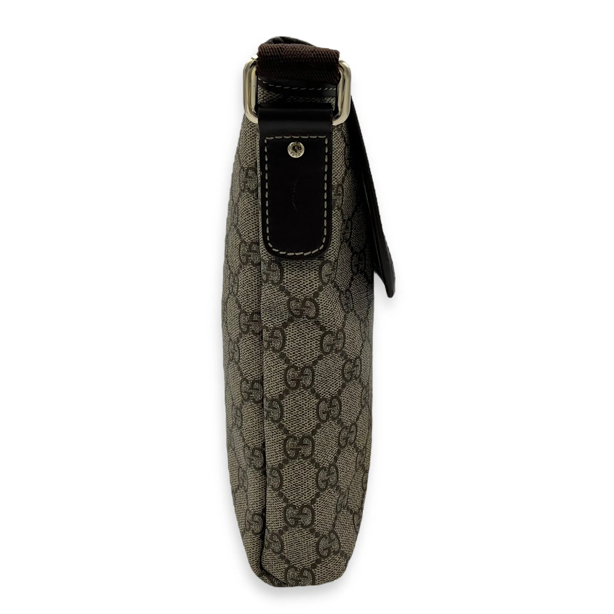 GG Supreme Brown Crossbody Bag in Monogram Coated Canvas, Gold hardware