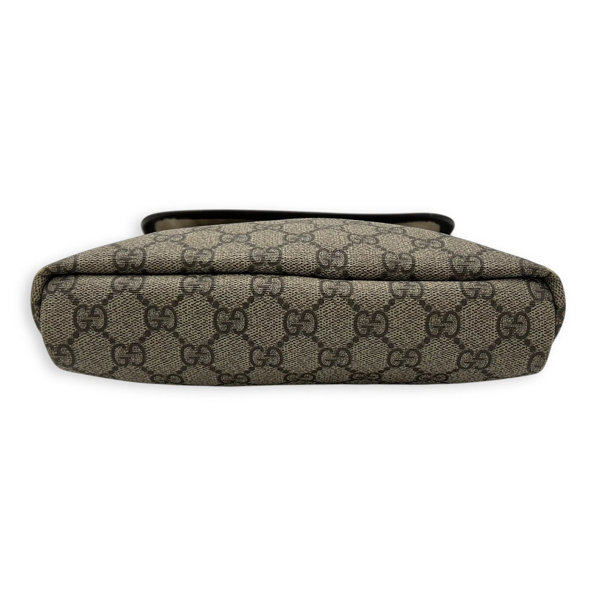 GG Supreme Brown Crossbody Bag in Monogram Coated Canvas, Gold hardware