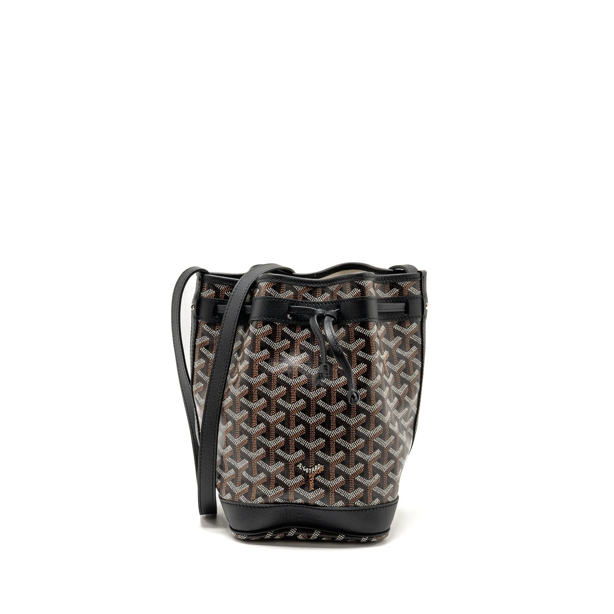 Goyard Petit Flot Bucket Bag Goyardline Canvas Black SHW