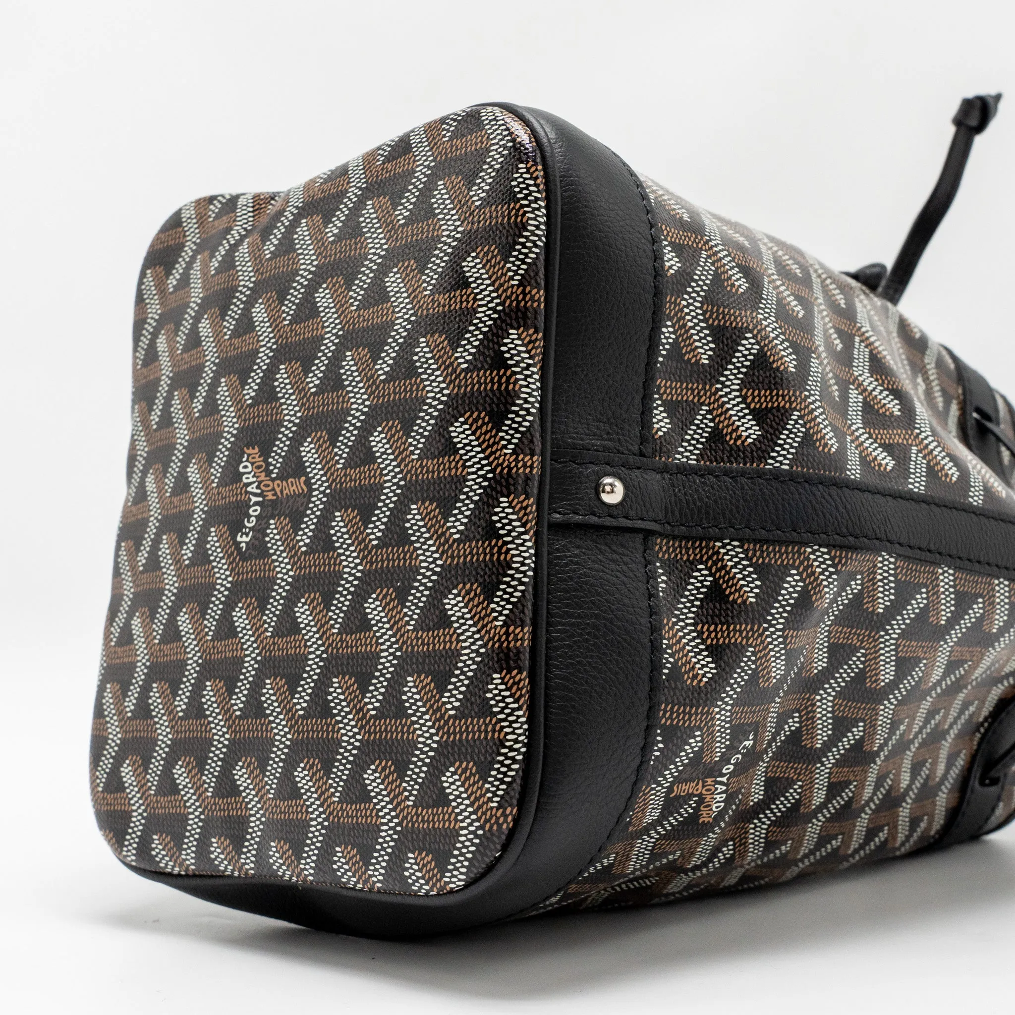Goyard Petit Flot Bucket Bag Goyardline Canvas Black SHW