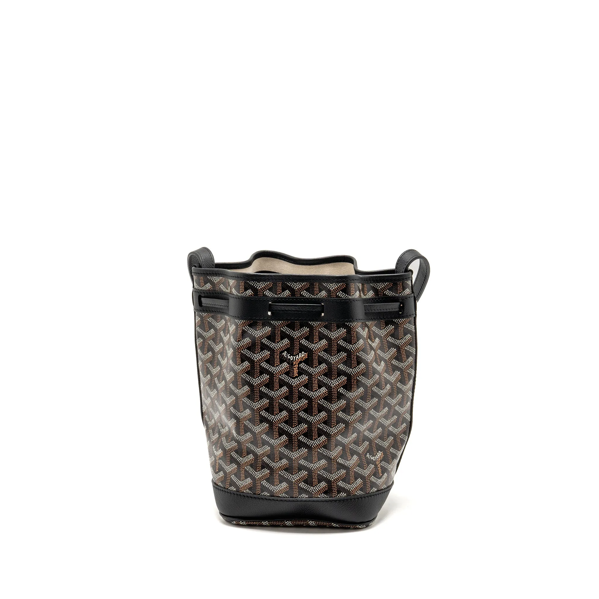 Goyard Petit Flot Bucket Bag Goyardline Canvas Black SHW