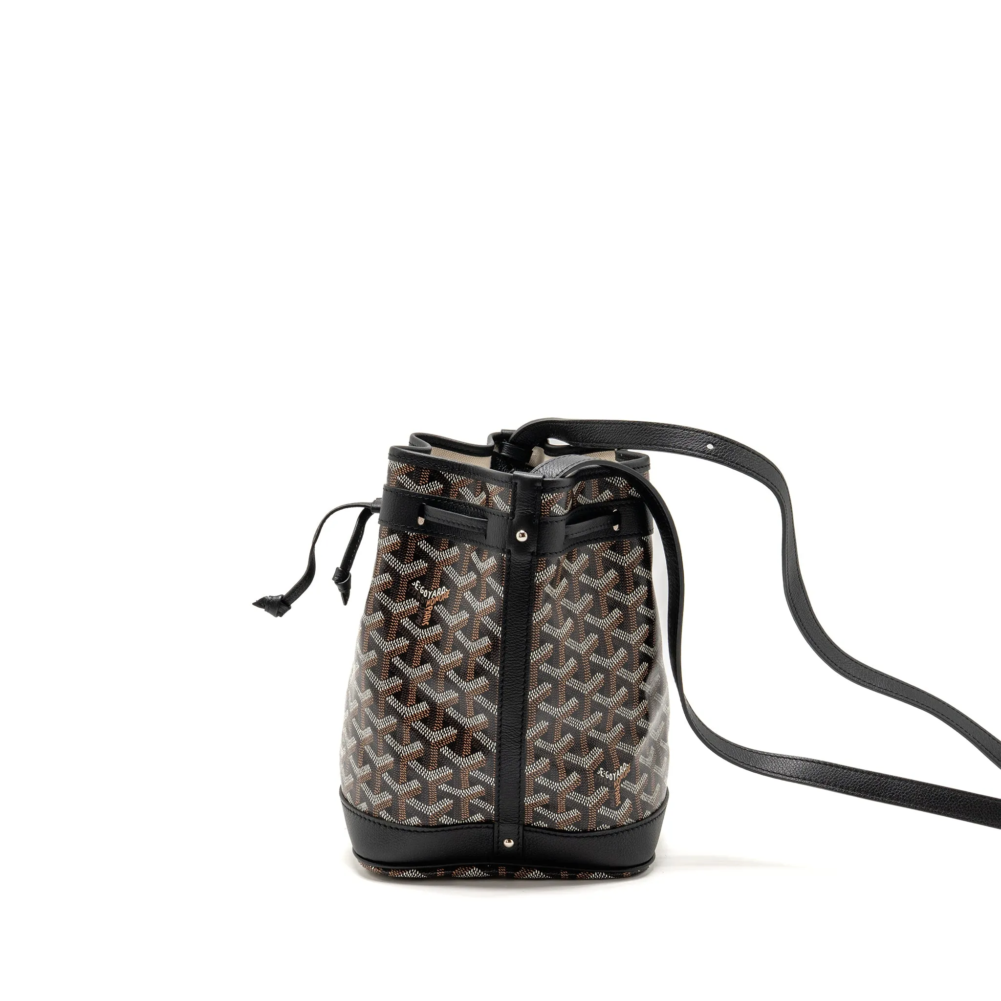 Goyard Petit Flot Bucket Bag Goyardline Canvas Black SHW