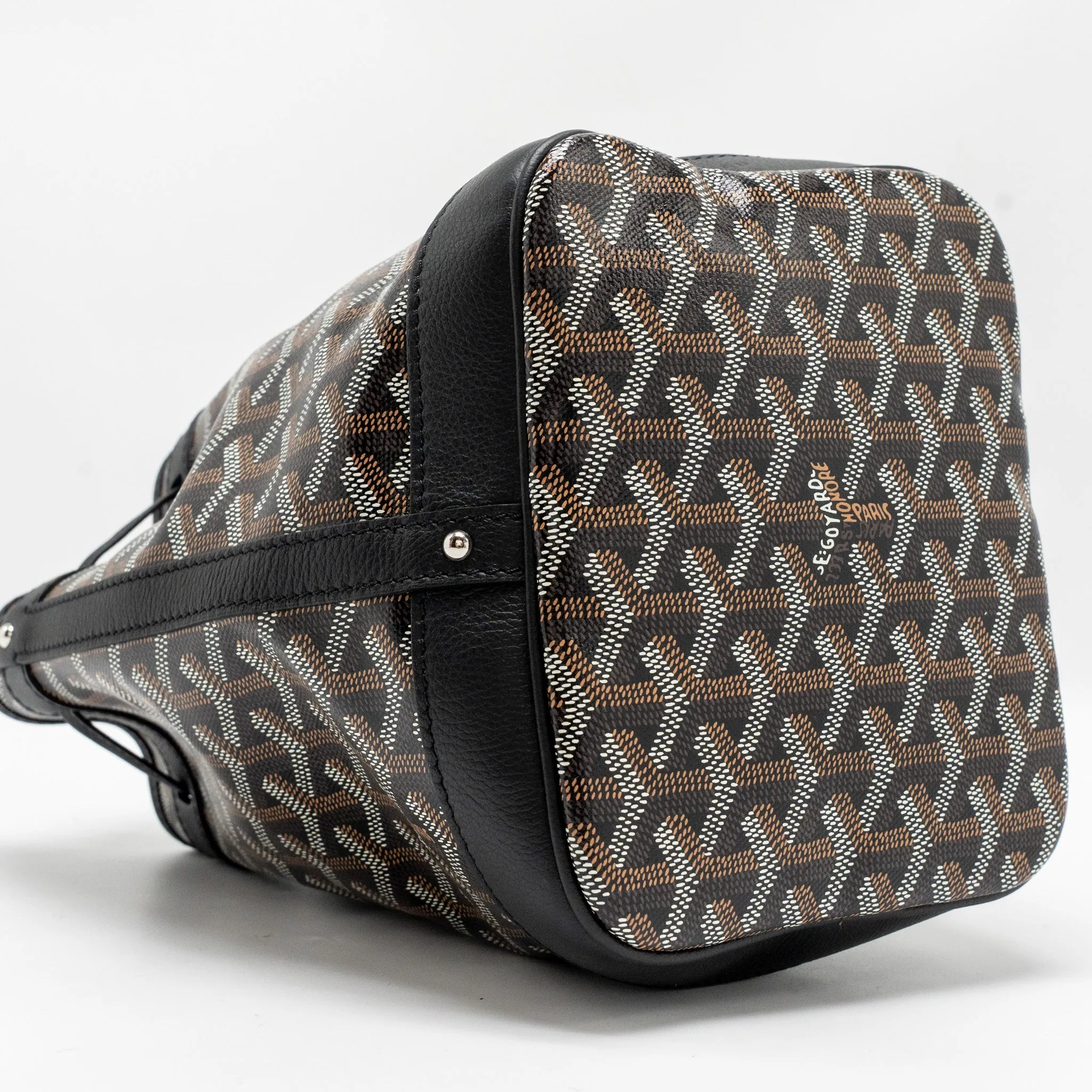Goyard Petit Flot Bucket Bag Goyardline Canvas Black SHW