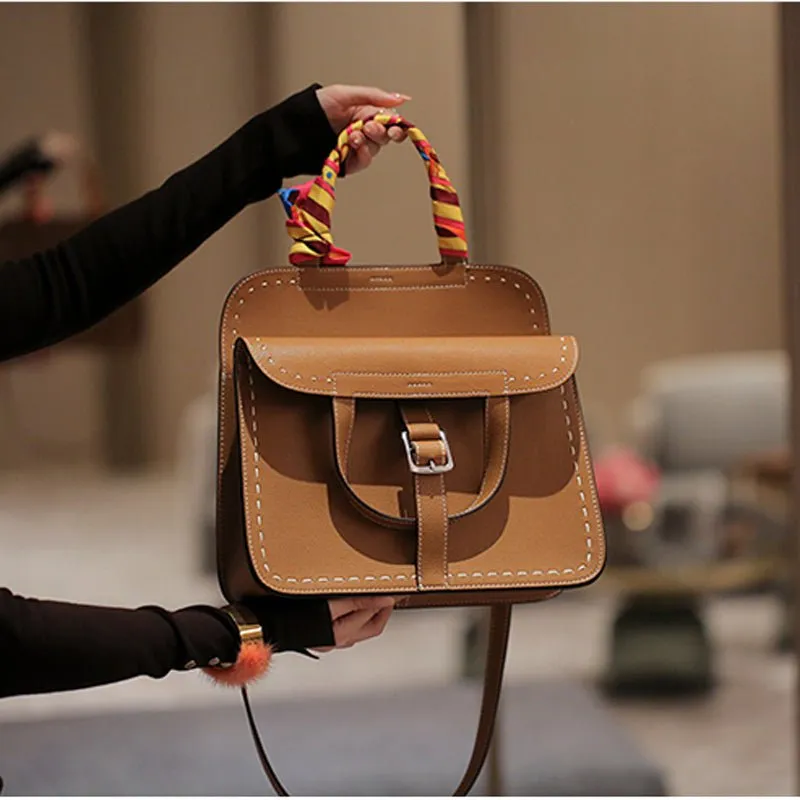Hand stitches full grain leather crossbody bags