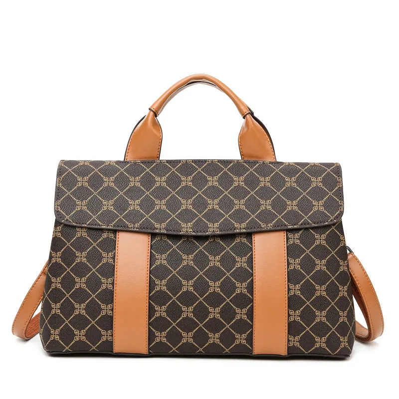 handbags,  retro printed women's bags, new large-capacity Boston bags, simple temperament mother bags