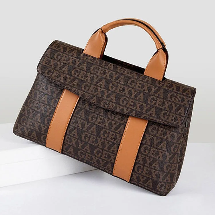 handbags,  retro printed women's bags, new large-capacity Boston bags, simple temperament mother bags