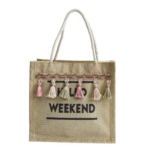 Hello Weekend Small Canvas Toted