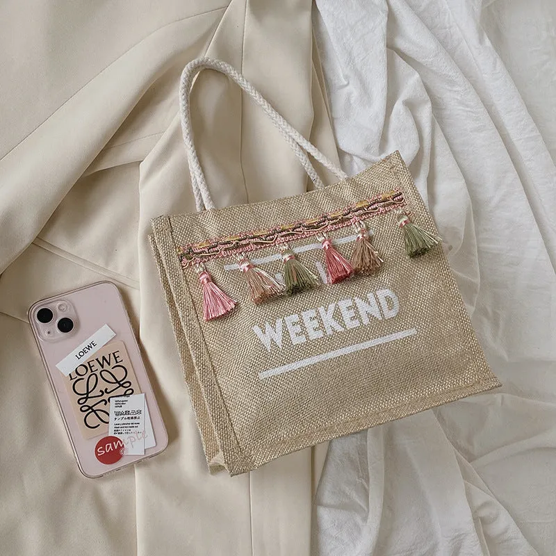 Hello Weekend Small Canvas Toted