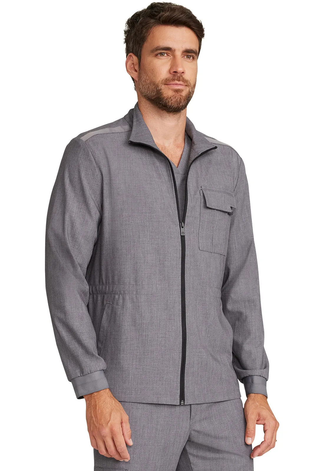 HH Quest HH361 Men's Zip Front Utility Jacket Heather Ash