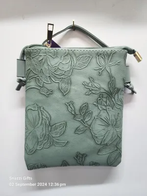 Hibiscus emboss Phone Bag Moss