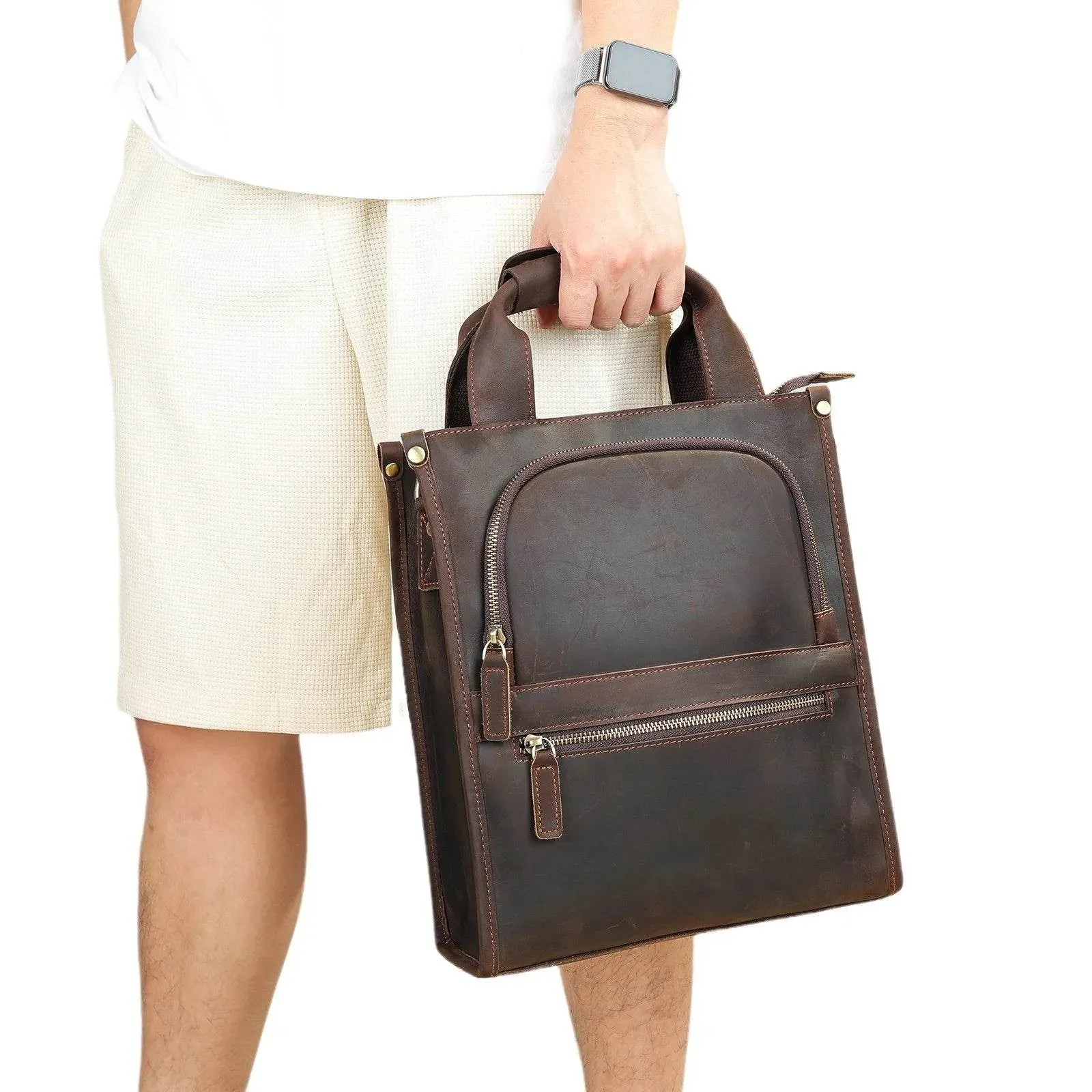 High-Quality Men’s Leather Shoulder Bag Crossbody Business Tote