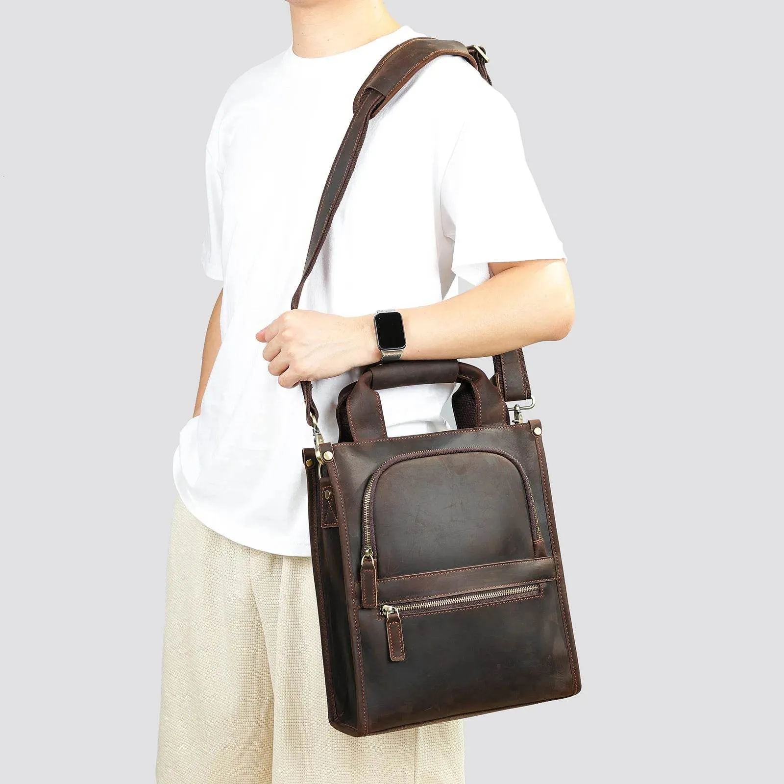 High-Quality Men’s Leather Shoulder Bag Crossbody Business Tote