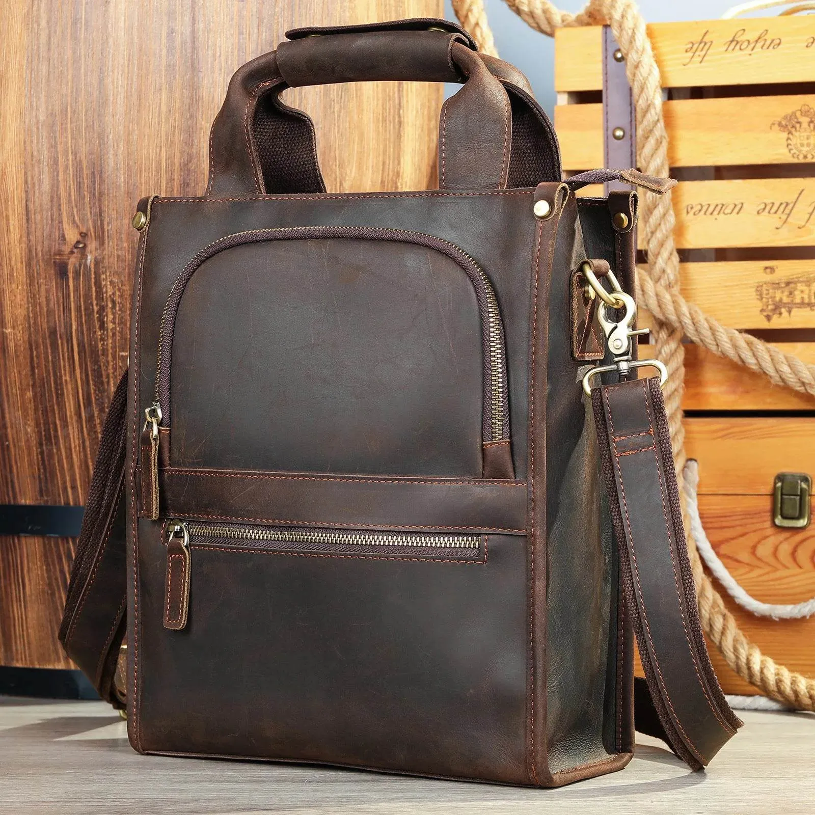 High-Quality Men’s Leather Shoulder Bag Crossbody Business Tote