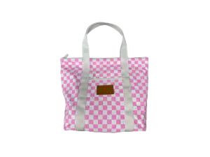 Hot Pink Checkered Splash Proof Tote