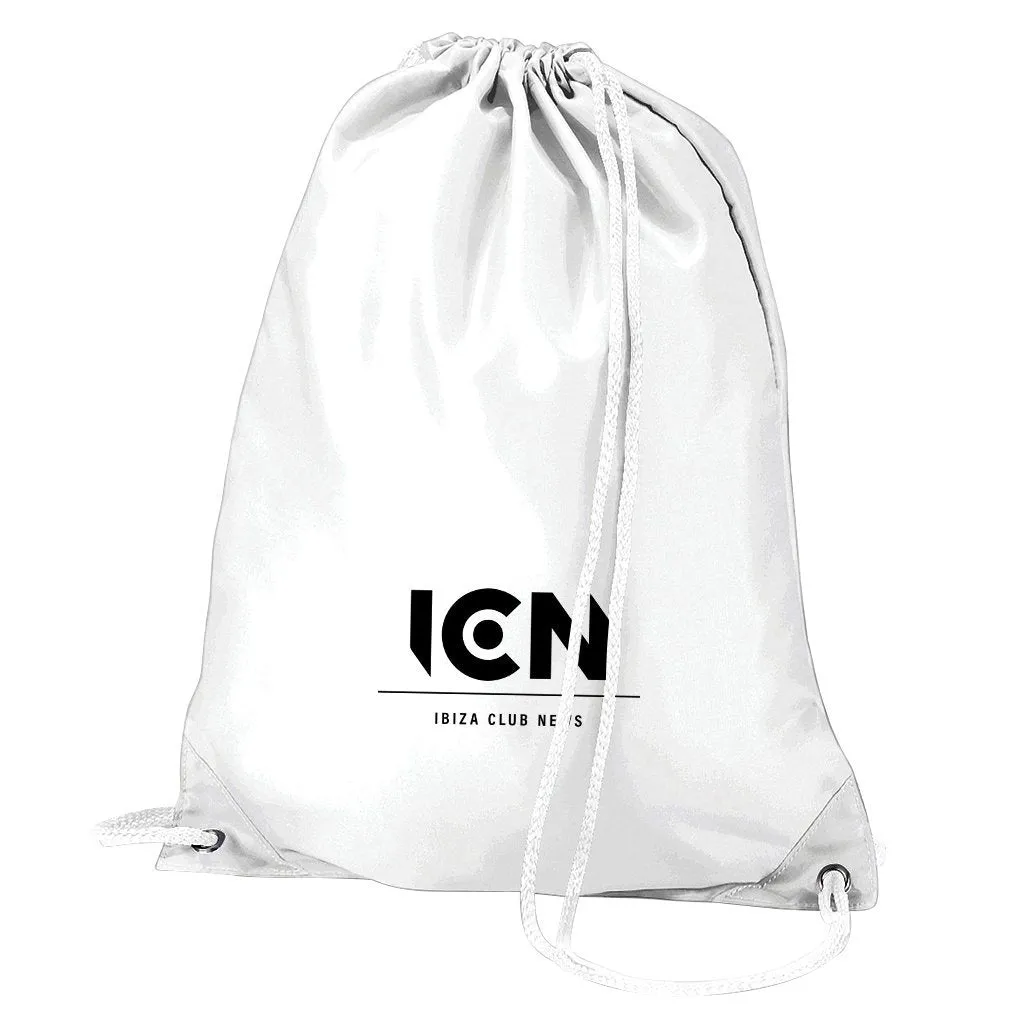 Ibiza Club News Black ICN Logo Water Resistant Sports Gymsac Drawstring Day Bag