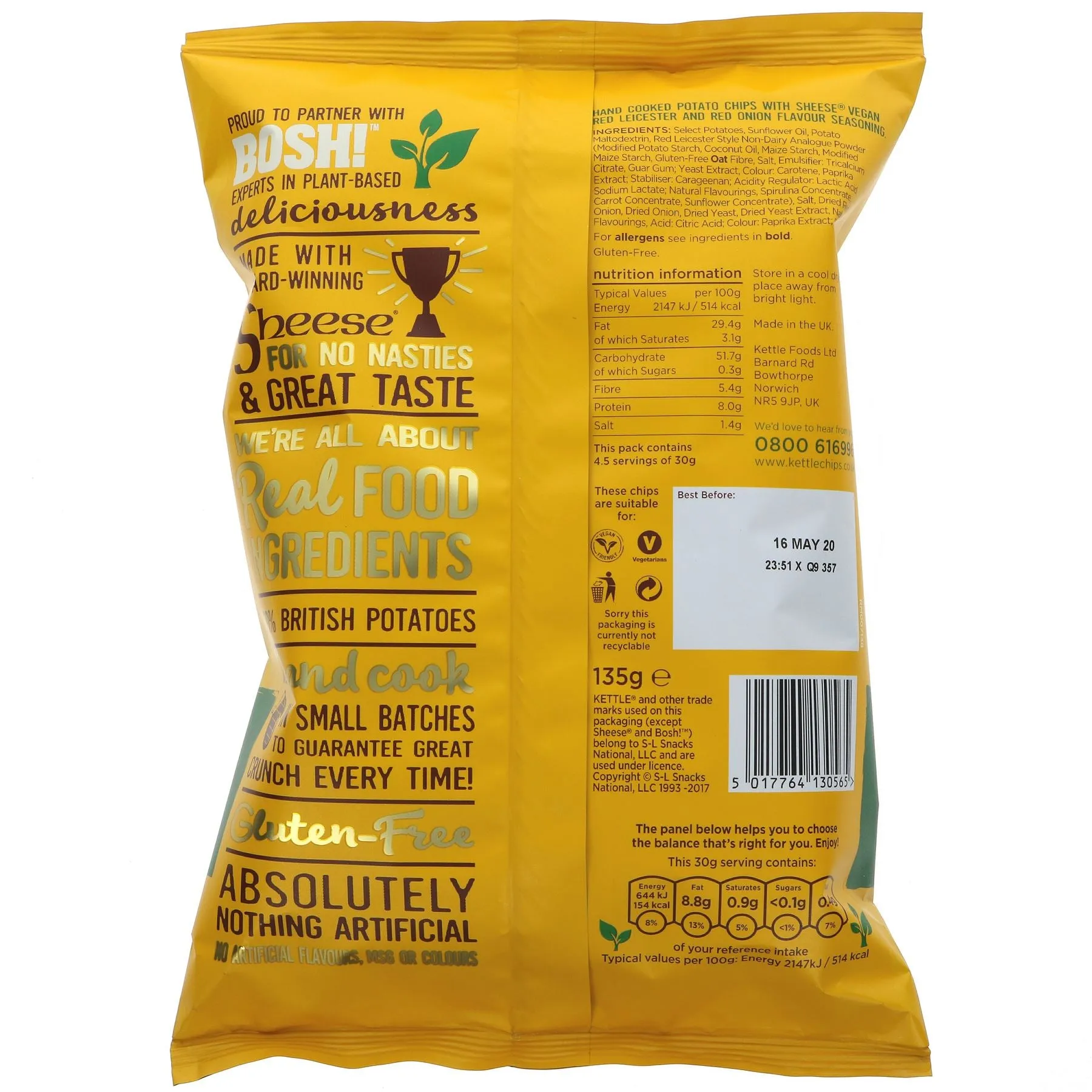 Kettle Chips | Sheese & Red Onion - Vegan | 130G