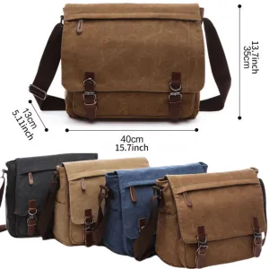 Large 13" &amp; Extra Large 15" Canvas Cross Body Messenger Satchel &amp; Computer Travel Bag