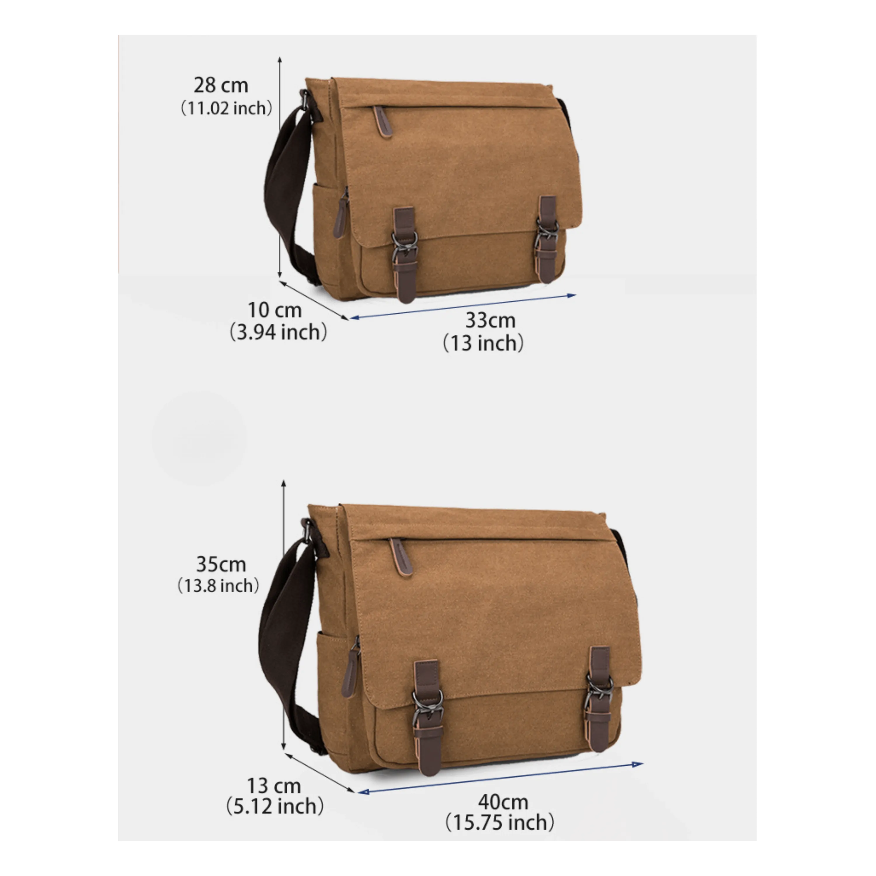 Large 13" &amp; Extra Large 15" Canvas Cross Body Messenger Satchel &amp; Computer Travel Bag
