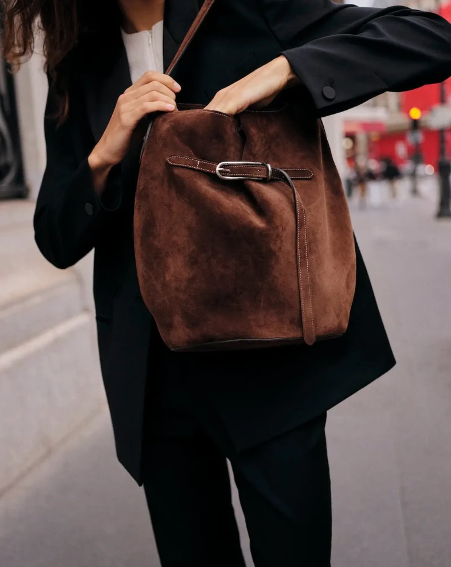 Large Belted Bucket Bag