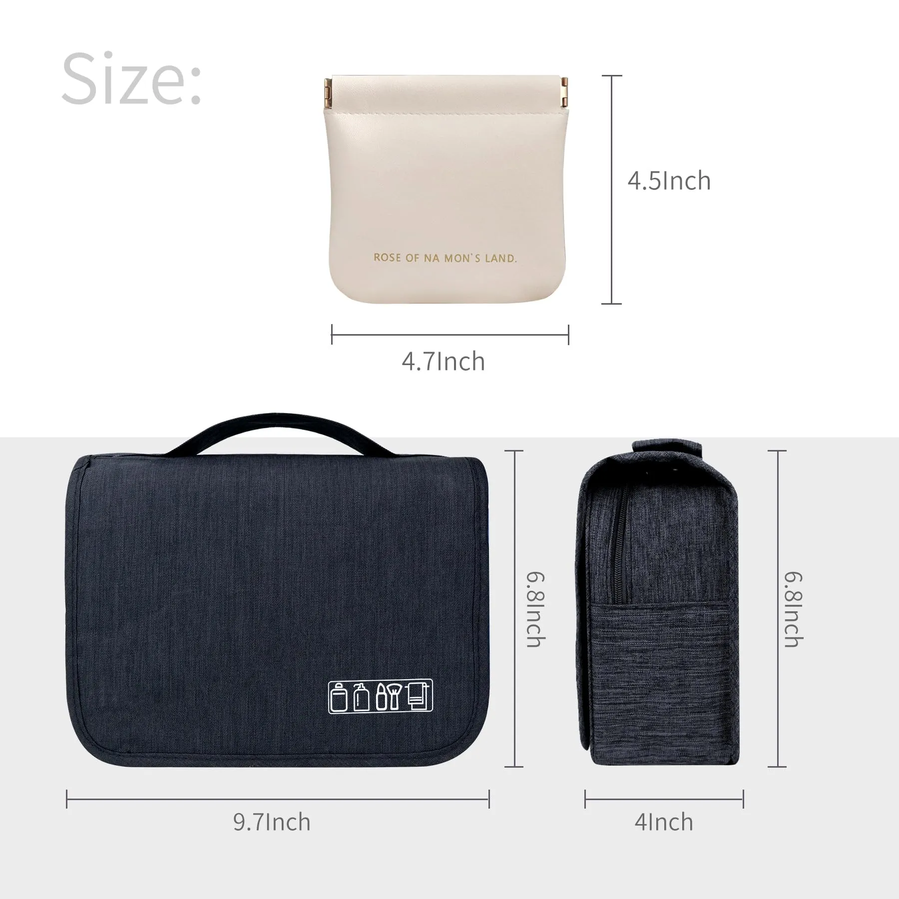 Lcsmaokin Large Capacity Toiletry Bag Travel Bag with Hanging Hook for Men and Women Waterproof Travel Cosmetic Bag Bathroom,with White Bag is Automatically Closed for Headset Lipstick Jewelry