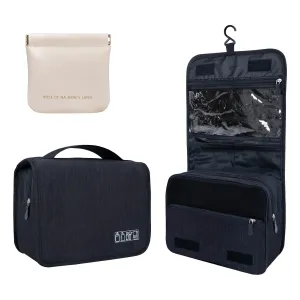 Lcsmaokin Large Capacity Toiletry Bag Travel Bag with Hanging Hook for Men and Women Waterproof Travel Cosmetic Bag Bathroom,with White Bag is Automatically Closed for Headset Lipstick Jewelry